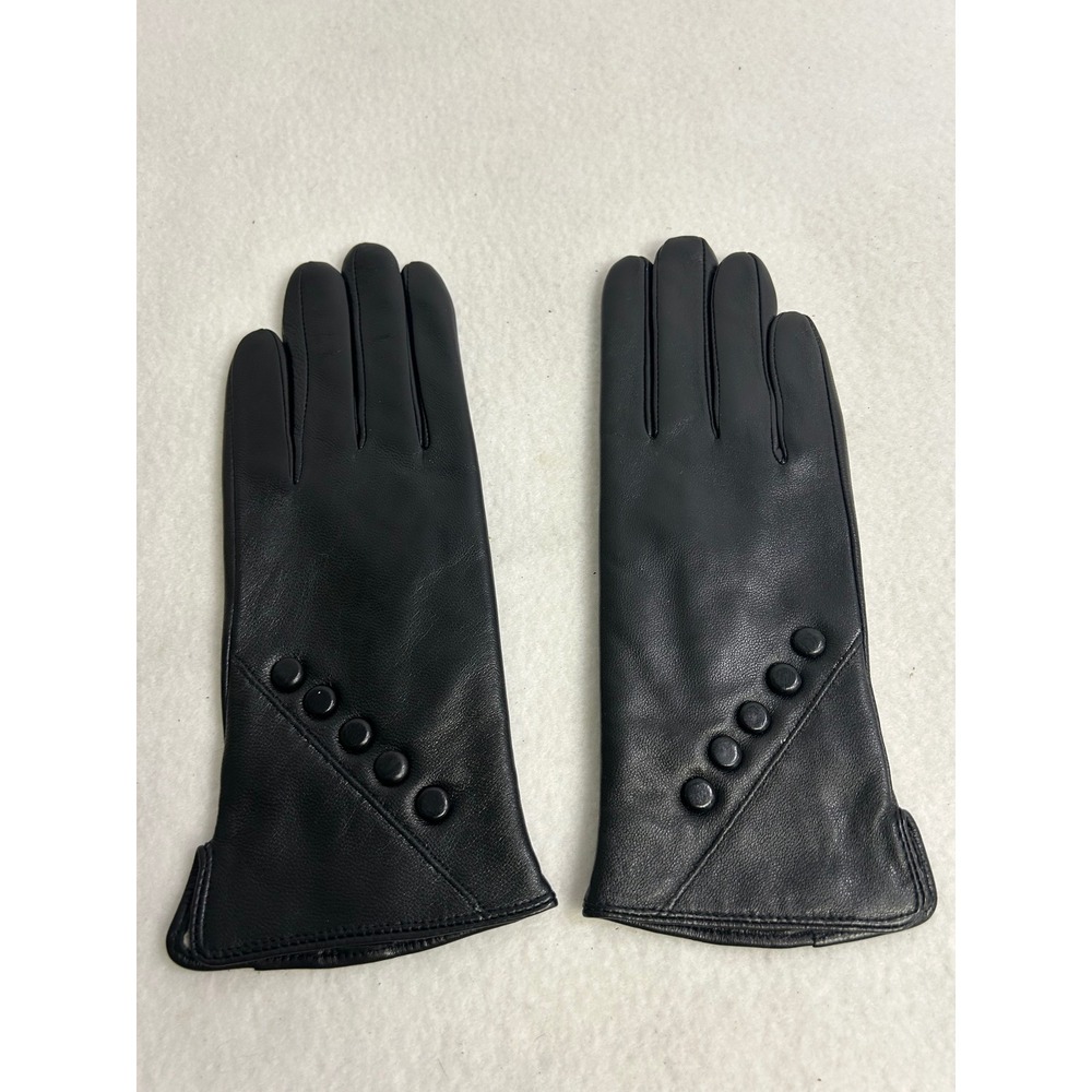Classic Elegant  Womens S Black Cashmere Lined Sheepskin Leather Gloves